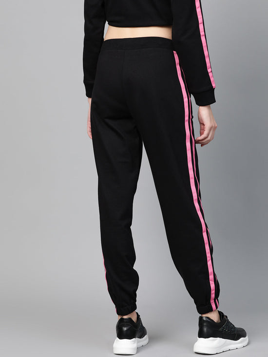 Black Terry Contrast Side Tape Jogger