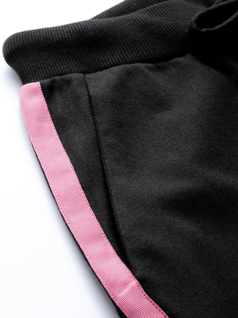Black Terry Contrast Side Tape Jogger