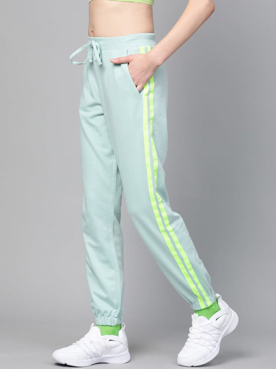 Sea Green Terry Contrast Side Tape Jogger