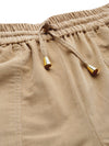 Beige Corduroy Street Style Drawstring Pants