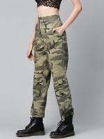 Green Camouflage Twill Side Pocket Pants