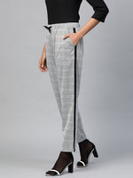 Grey Check Side Tape Jacquard Pants