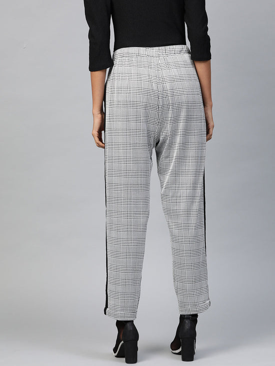 Grey Check Side Tape Jacquard Pants