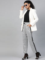 Grey Check Side Tape Jacquard Pants