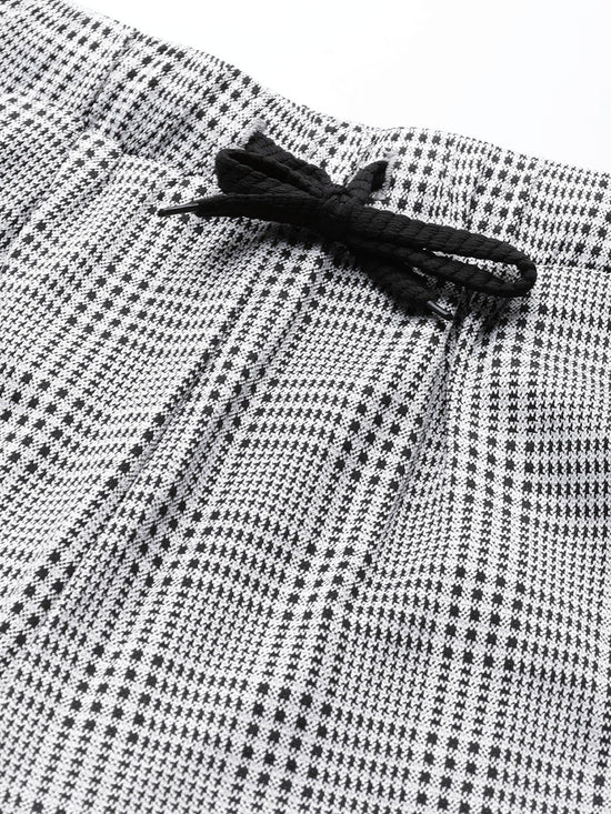 Grey Check Side Tape Jacquard Pants