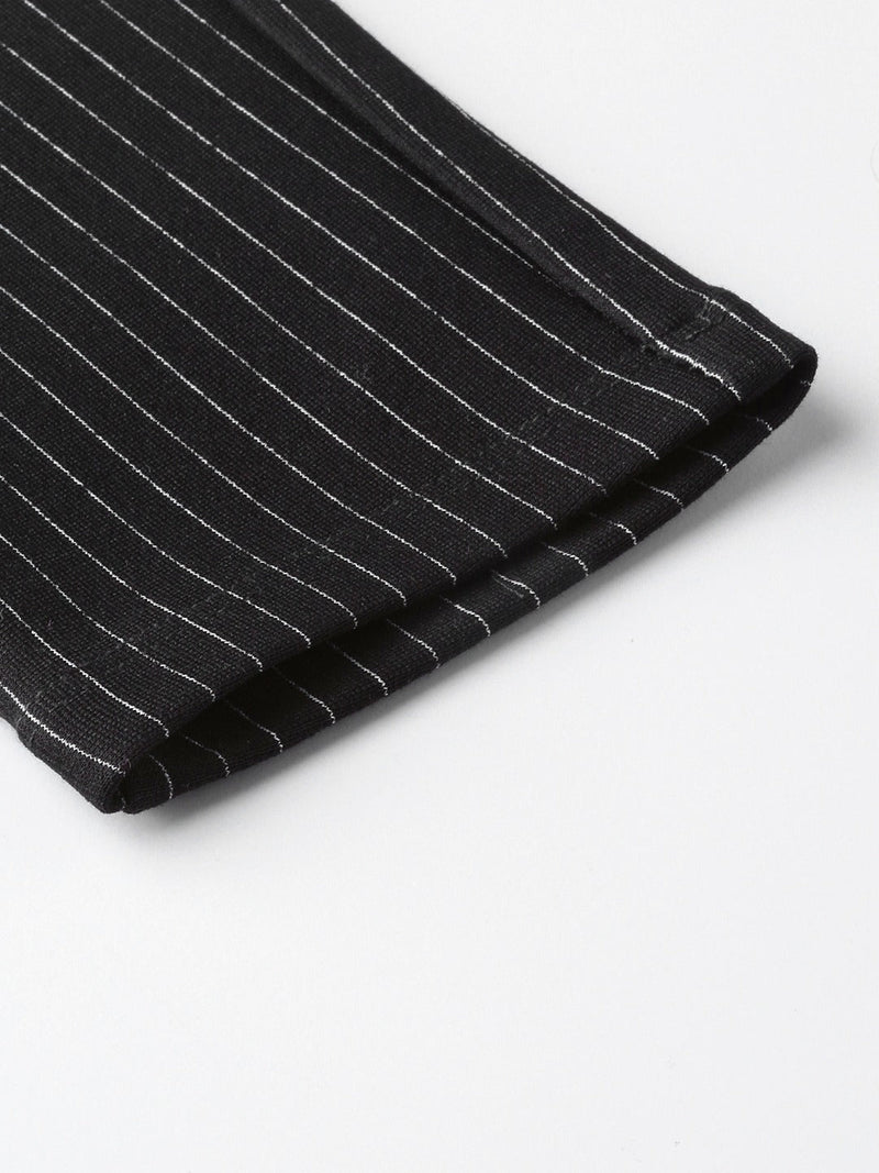 Wholesale Black High Waist Show Elastic Striped Jeggings – Tradyl
