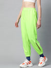 Neon Green Side Slit Fleece Jogger Pants