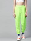 Neon Green Side Slit Fleece Jogger Pants