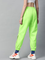 Neon Green Side Slit Fleece Jogger Pants