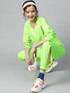 Neon Green Side Slit Fleece Jogger Pants