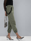 Olive Contrast Tape Detail Joggers