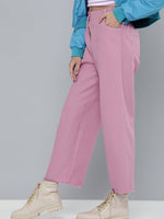 Lavendar Denim Contrast Stitch Wide Pants