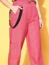 Women Fuchsia Hip-Hop Streetwear Cargo Pants