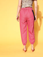 Women Fuchsia Hip-Hop Streetwear Cargo Pants