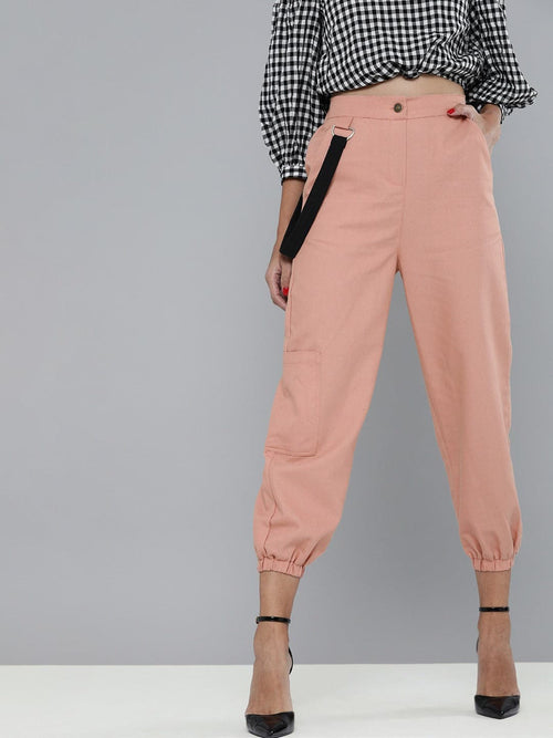 Dusty Pink Hip-Hop Streetwear Cargo Pants