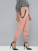 Dusty Pink Hip-Hop Streetwear Cargo Pants