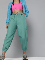 Sea Green Belted Joggers