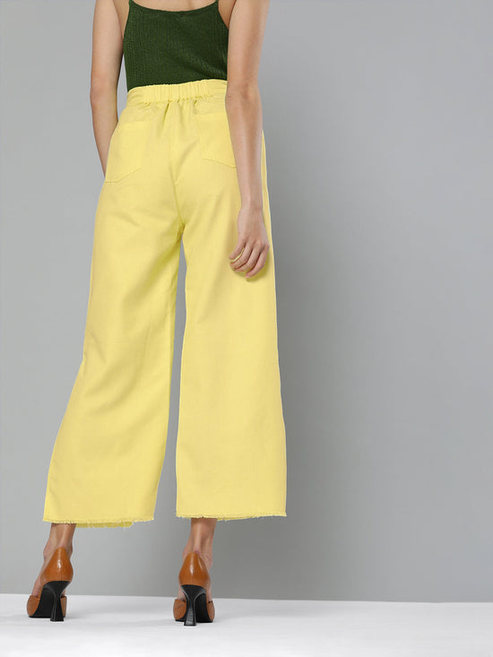 Yellow Side Slit Pants