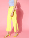 Women Yellow Side Slit Pants