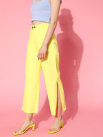 Women Yellow Side Slit Pants