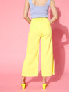 Women Yellow Side Slit Pants