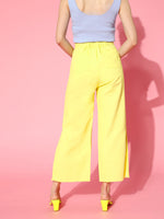 Women Yellow Side Slit Pants