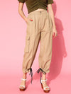 Women Khaki Drawstring Hem Joggers