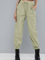 Olive Pigment Wash Rib Hem Joggers