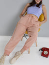 Dusty Pink Pigment Wash Rib Hem Joggers