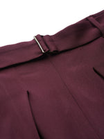 Burgundy Front Pleat Tapered Pants