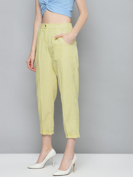 Yellow Twill Straight Pants