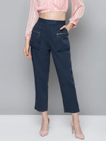 Navy Big Pockets Twill Pants