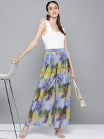 Yellow & Purple Tie-Dye Print Palazzo Pants