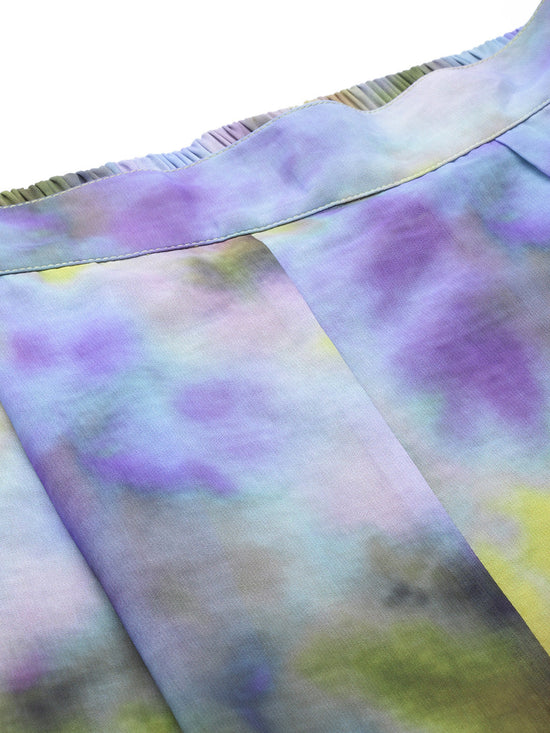 Yellow & Purple Tie-Dye Print Palazzo Pants