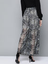 Grey Animal Lurex Print Wide Leg Pants