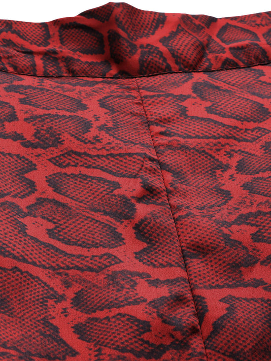 Red Animal Print High Waisted Pants