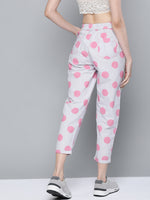 Pink & Grey Polka Print Tapered Pants