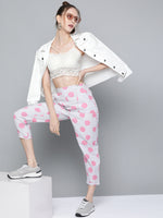 Pink & Grey Polka Print Tapered Pants