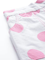 Pink & Grey Polka Print Tapered Pants