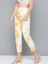 White & Mustard Tie-Dye Zipper Fly Pants