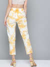 White & Mustard Tie-Dye Zipper Fly Pants