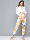 White & Mustard Tie-Dye Zipper Fly Pants