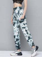 White & Charcoal Tie-Dye Zipper Fly Pants