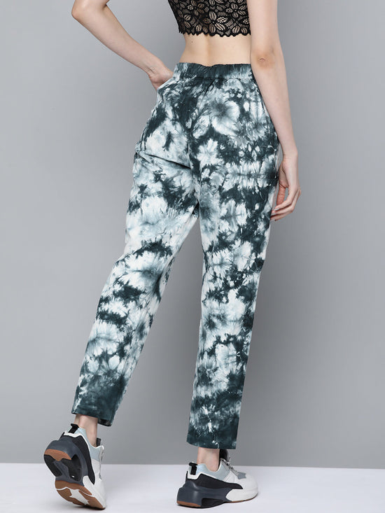 White & Charcoal Tie-Dye Zipper Fly Pants