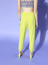 Women Yellow Double Side Tape Joggers