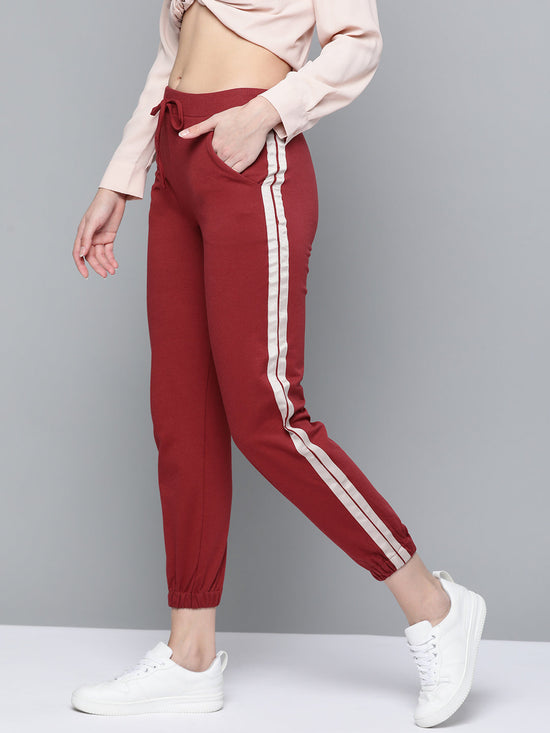 Maroon Double Side Tape Joggers