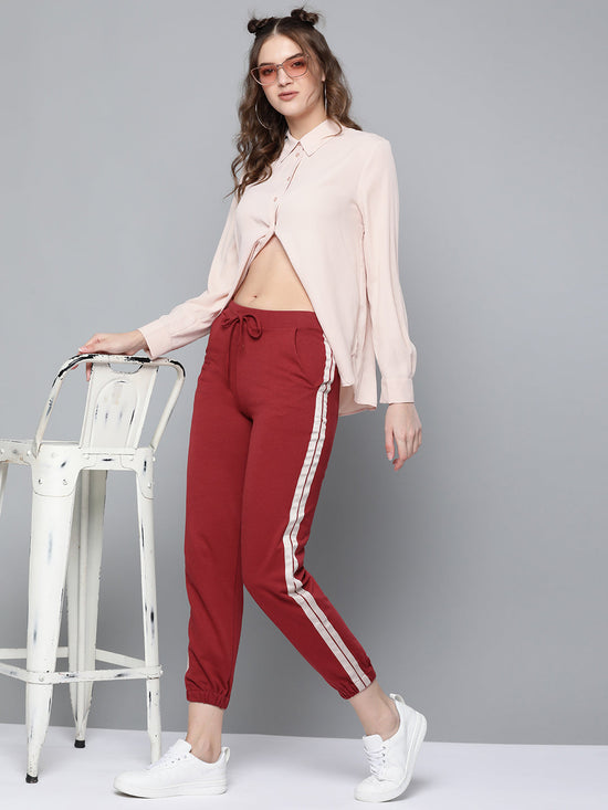 Maroon Double Side Tape Joggers