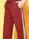 Women Maroon Double Side Tape Joggers