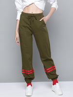 Olive Contrast Hem Tape Joggers