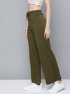 Olive Terry Drawstring Wide Leg Pants